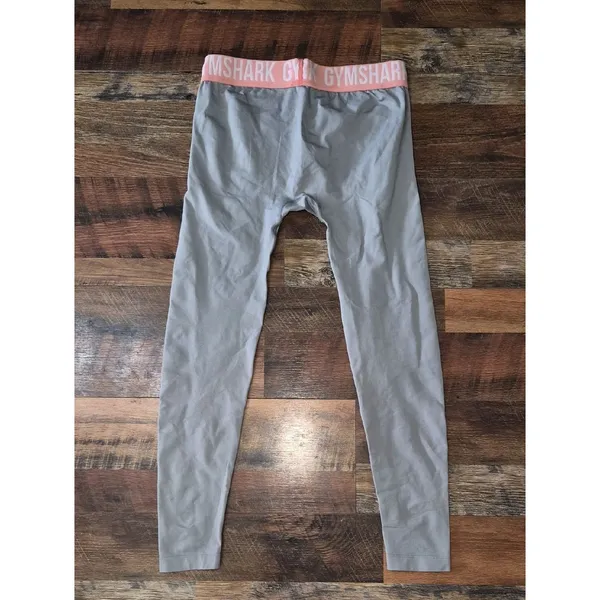 Gymshark Gray Leggings with Pink Logo Waistband Large - Image 5