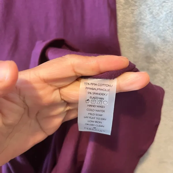Peruvian Connection Natasha Square Neck Midi Dress Pima Cotton Dark‎ Plum Medium - Image 4
