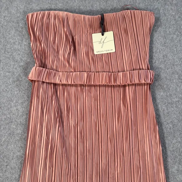 Dress Forum Los Angeles Strapless Midi Dress Women's Medium Champagne Belted New - Image 2