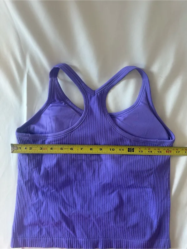 Attraco Women’s Purple Ribbed Racerback Scoop Neck Stretch Tank Top XL - Image 3