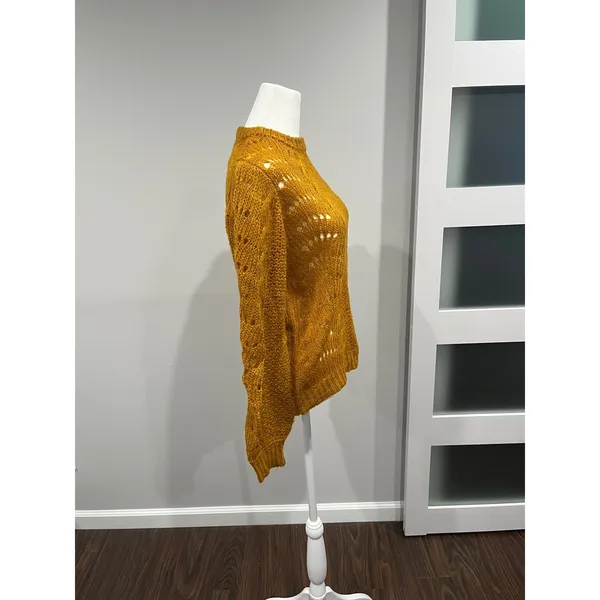 Jessica Simpson Mustard Yellow‎ Cable Knit Lace Sweater Size M - Image 3