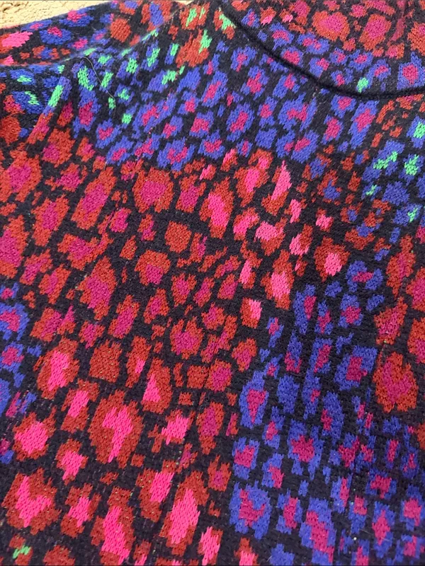FARM RIO LEOPARD MIX DOUBLE KNIT TURTLENECK SWEATER DRESS size XS EUC - Image 6