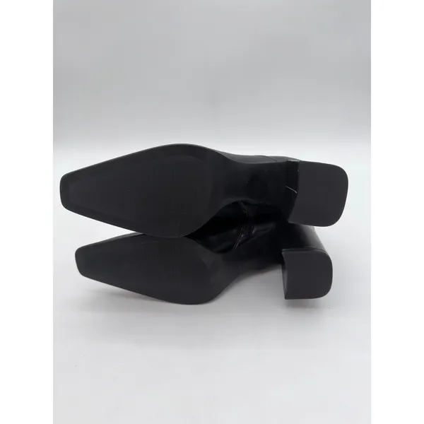 Mango Minimalist Black Vegan Leather Classic Elegance Ankle Block Heel Boots 9.5 - Image 5