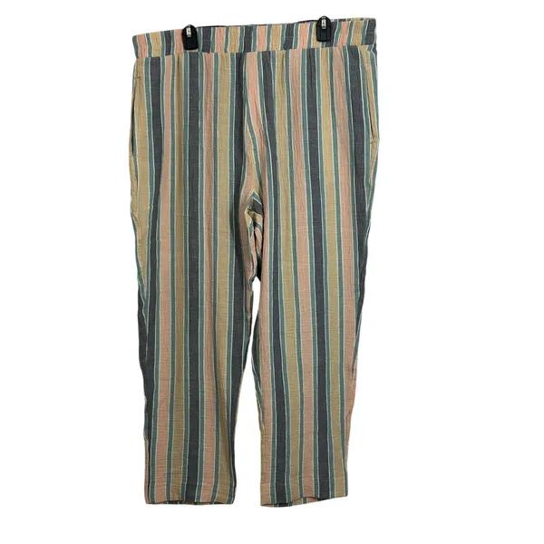 Angel jeans 100% cotton gauze striped wide leg pants Beachy boho 1X - Image 2