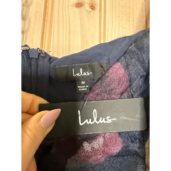 NWT Lulus Oh-So Stunning Navy Blue Floral Organza Tiered Midi Dress Cruise Sze M - Image 7