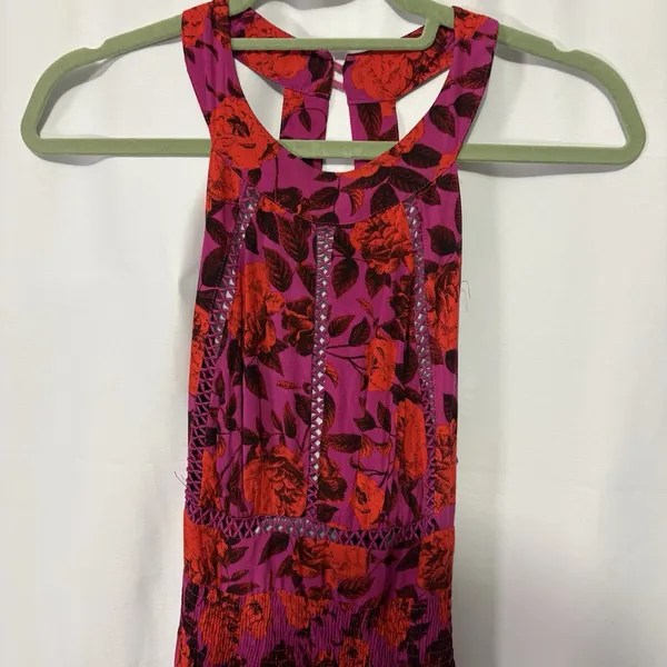 Abel The Label Anthropologie Charlotte Maxi Dress Small Fuschia Red Floral Boho - Image 5