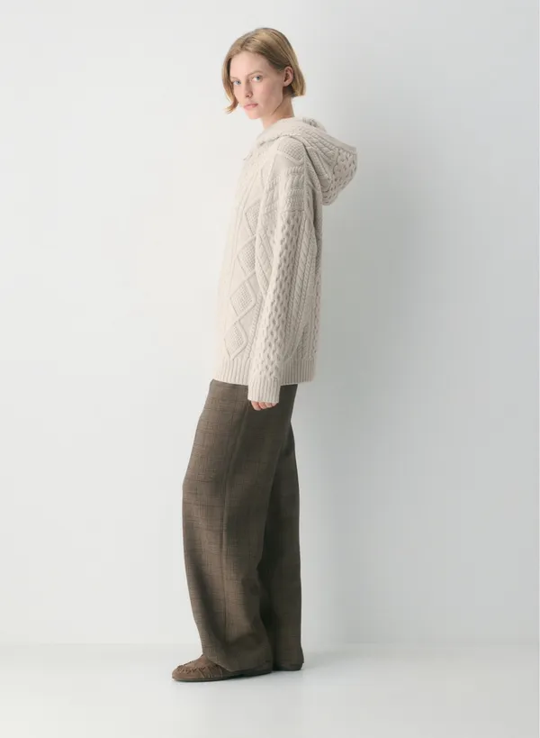 Aritzia Sunday Best Octavia Zip Hoodie Cable Knit Cream Wool Sweatshirt - Image 2