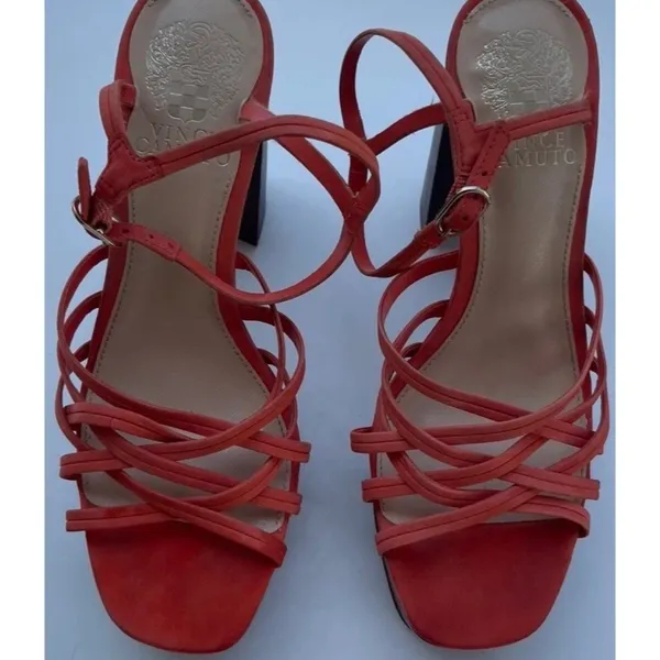 Vince Camuto Women’s Size 7 Multi Ties Strap Woven Platform heels ORANGE - Image 10