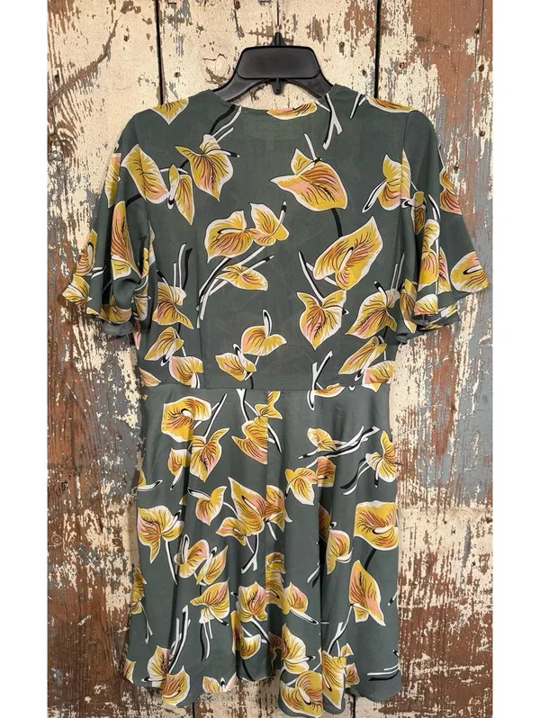 Pink Martini size Large Garden of Love dress Modcloth Green yellow Floral - Image 6