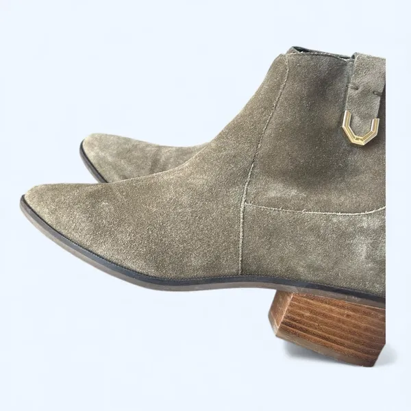 Cole Haan Maci Suede Ankle Boots Olive Green Block Heel Womens 8 Chic Minimalist - Image 5