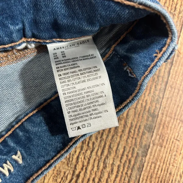 American Eagle Size 00 Blue Cotton Strigid High Rise Denim Jean Shorts - Image 3