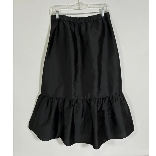 Zara Womens Black Ruffle Hem Midi Skirt Side Zip Elastic Waist M 7521/252/800 - Image 8
