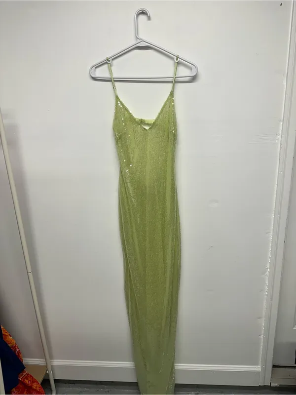 Oh Polly Marlena Sequin Maxi Dress - Light Green - Image 6
