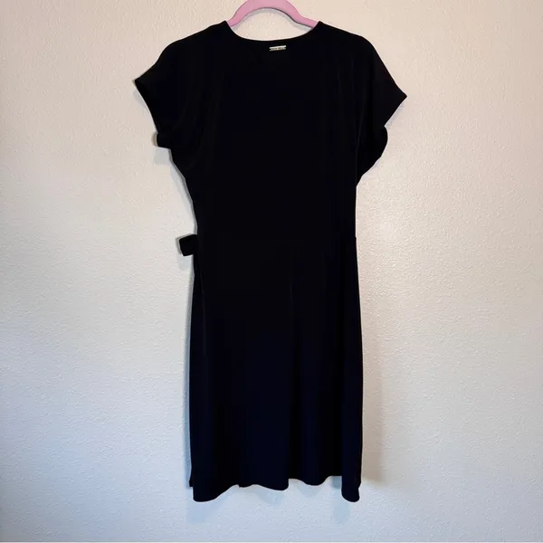 Michael Kors Black Mini Wrap Dress Womens L Casual LBD Classic Closet Staple - Image 11