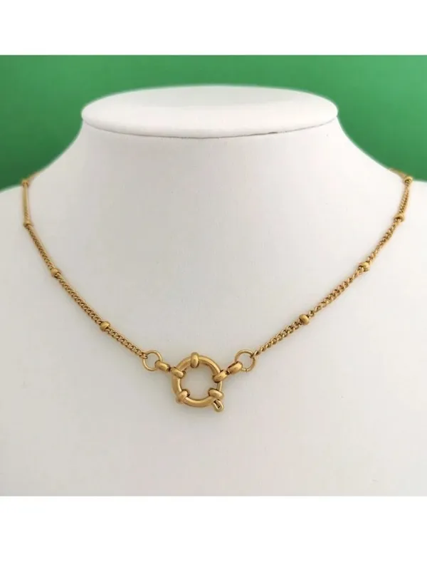 18K gold plated stainless steel Charm Holder necklace Ball Womens Jewelry - Image 4
