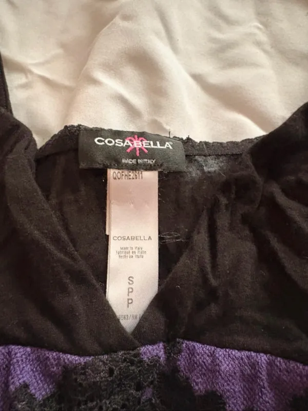 Cosabella Black Slip Chemise with Purple Lace Band - Image 2