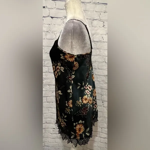 INC International Concepts Silky Chemise Gown Teddy Green Floral Size XS - Image 4