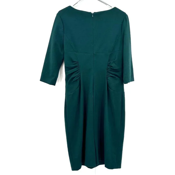 Adrianna Papell Sz 12 Dress Teal Ruched Ruffle Layers Short Sleeve Sheath Formal - Image 2