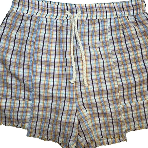 Papermoon Ava 100% cotton plaid chop hem drawstring shorts, gauze liner Size M - Image 2