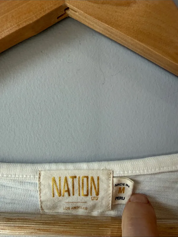 NATION LTD Cream Long Sleeve Tee Shirt - Image 3