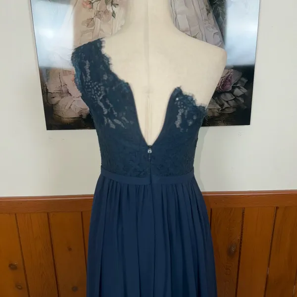 Pretty Azazie Demi Navy Chiffon Bridesmaid Gown - Image 6
