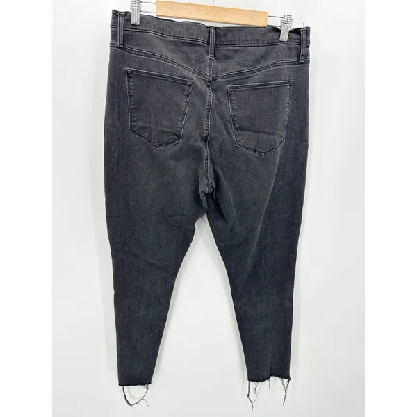 GAP Jeans Women 32 Black Denim True Skinny‎ Button Fly Raw Hem Cotton Blend - Image 2