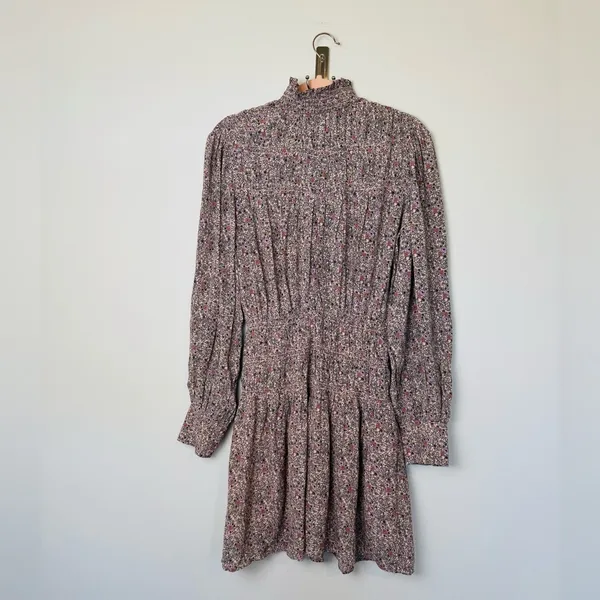 & OTHER STORIES Floral Smocked High Neck Long Sleeve Mini Dress - Image 5