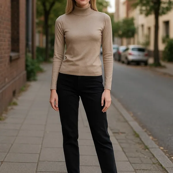 New York & Company Pink Rose Gold Glitter Turtleneck Sweater Small Y2K Fitted - Image 12