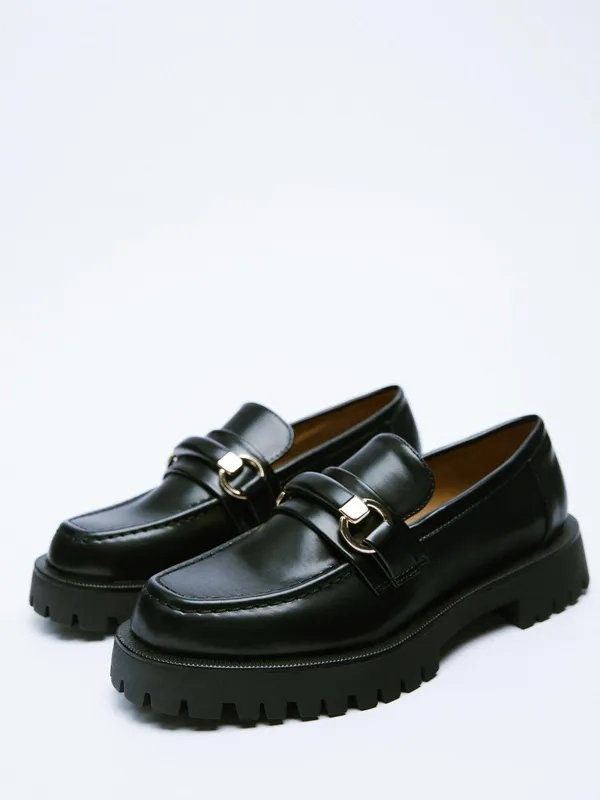 Zara Classic Black Chunky Lug Sole Loafer - Image 11