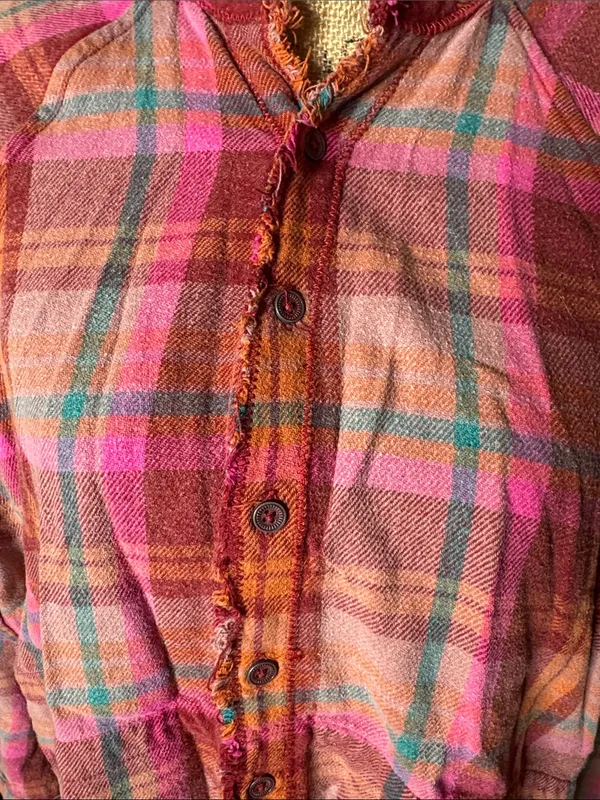 Free People We The Free Summer Daydream Plaid Button Down Shirt XS Boho - Image 7