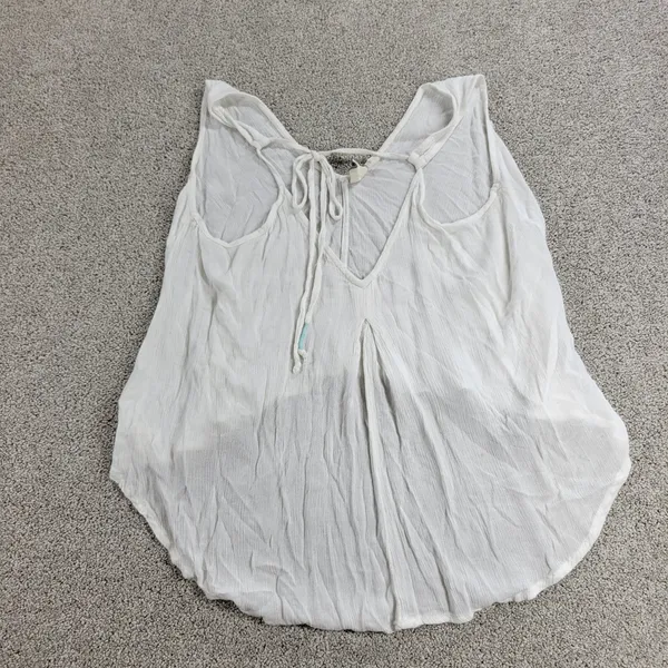 Roxy Flowy Top Womens S White Sleeveless Laced Ties Summer Beachy Babydoll - Image 10