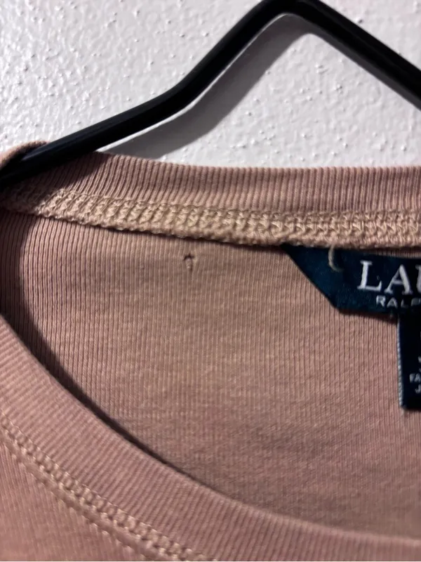 Lauren Ralph Lauren Beige Sweater with Brown Elbow Patches - Image 6