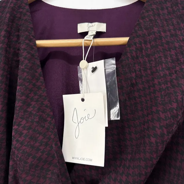 NEW NWT Joie Marcel Blackberry Houndstooth Tiered‎ Long Sleeve Wrap Dress Small - Image 10