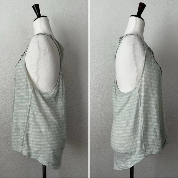 Free People Frida Mint Green Floral Embroidered Gauzy Knit Tank Top, Sz Medium - Image 4
