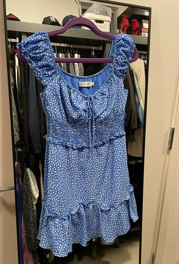 Hello Molly Blue Print Ruffle Lorelai Dress - Image 3