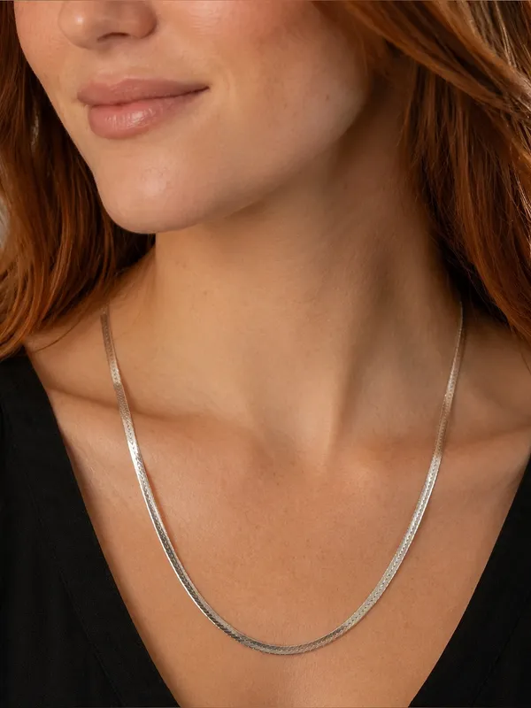 Classic Sterling Silver Herringbone Necklace Chain 2MM 18 Inches Inches - Image 2