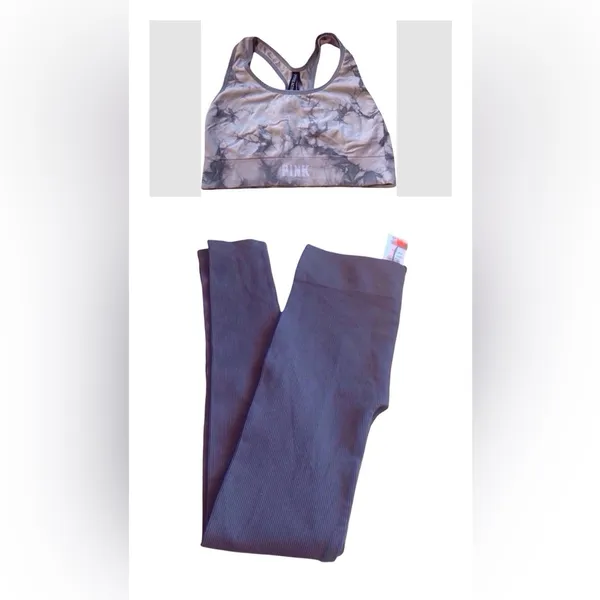 PINK Active Bra (Fits Small) + Tilly’s Ribbed Leggings Set | XS/S - Image 2