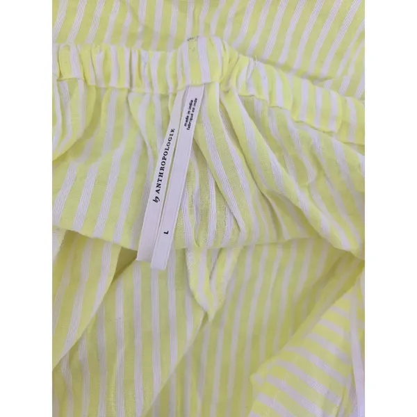 by Anthropologie Halter Top Womens L Striped Button Down Yellow Open Back EUC - Image 3