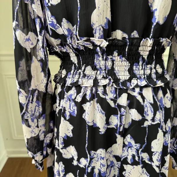 O.P.T One Pretty Time On The Run Long Sleeve Chiffon Midi Dress M - Image 6