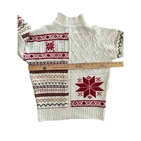 American Eagle Holiday Sweater Women’s Size Medium Mock Neck Cable Knit - Image 6
