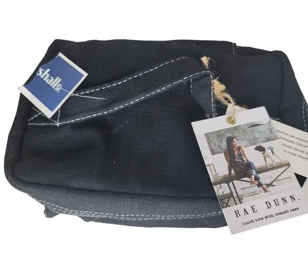 Rae Dunn NWT "Foodie" Lunch Tote With Utensil Case Insulated Adjustable Strap - Image 9