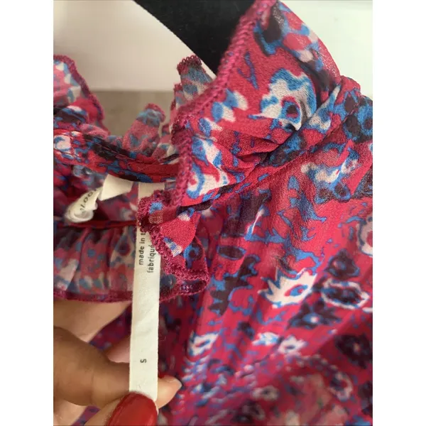 Anthropologie floral top, size small, with ruffled sleeves. - Image 3