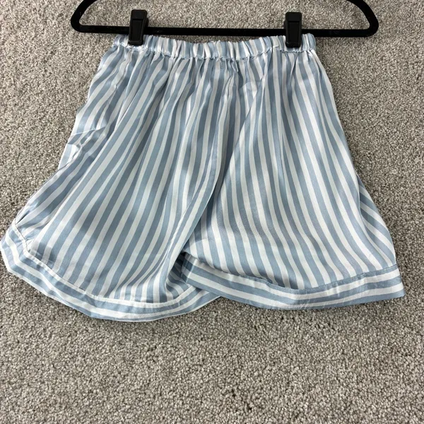 Boohoo Womens Pajama Set Size 2 Blue White Striped Shirt Shorts Sleepwear Lounge - Image 9