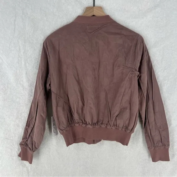 On The Road Mauve Pink Faux Suede Lace Up Zip Front‎ Bomber Jacket - Image 9