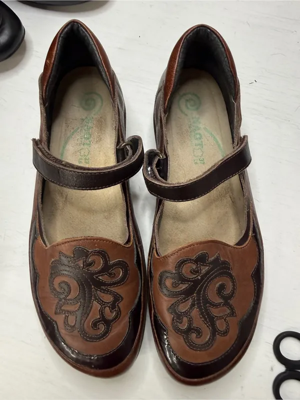 Naot Motu Mary Jane Flats Brown Leather Slip On Comfort Fit Boho Casual Sz 7 - Image 11