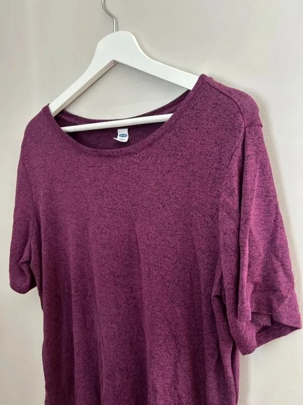 Old Navy Luxe T-shirt Purple Marled Short sleeve Crewneck Knit - Image 2