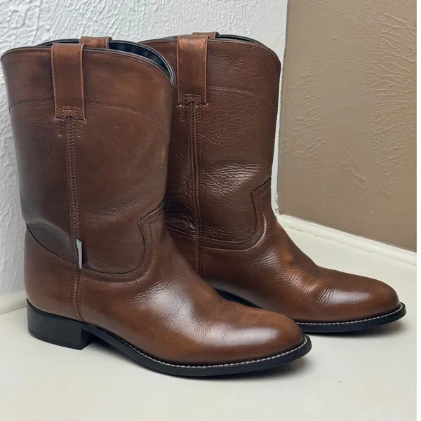 Acme Womens Brown Leather Roper Western Boots Round Toe Made in Mexico 4.5 D - Image 3
