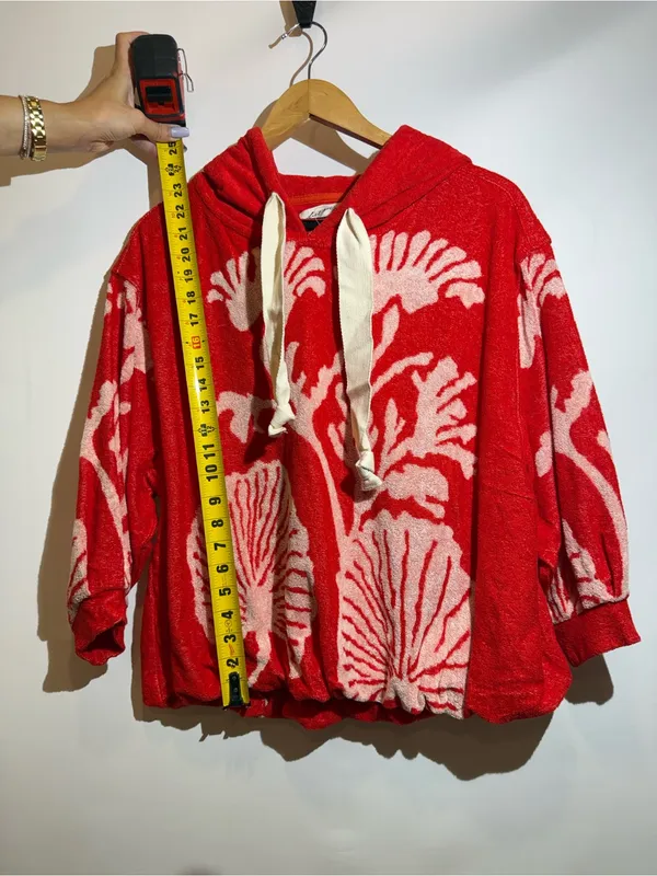 NWT Free People Shell Baby Cherry Combo Cotton Appliqué Oversize Pullover Sz XS - Image 4