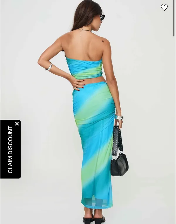 Princess Polly Blue and Green Stripped Maxi Skirt Set - Image 3