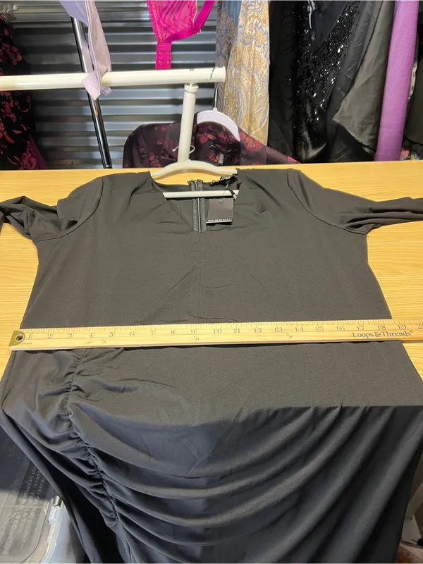 ELOQUII Black Ruched Draped Long Sleeve Maxi Dress Size 18 NWT - Image 16